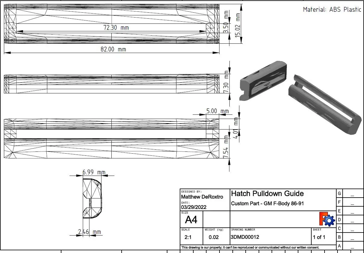 86-91 GM F-Body Hatch Pull Down Guides