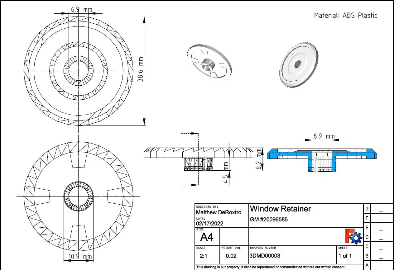 GM 20096585 Window Retainer