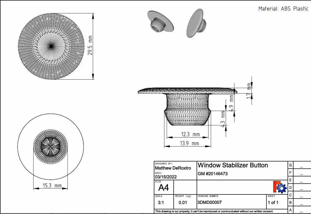 GM 20146473 Stabilizer Button