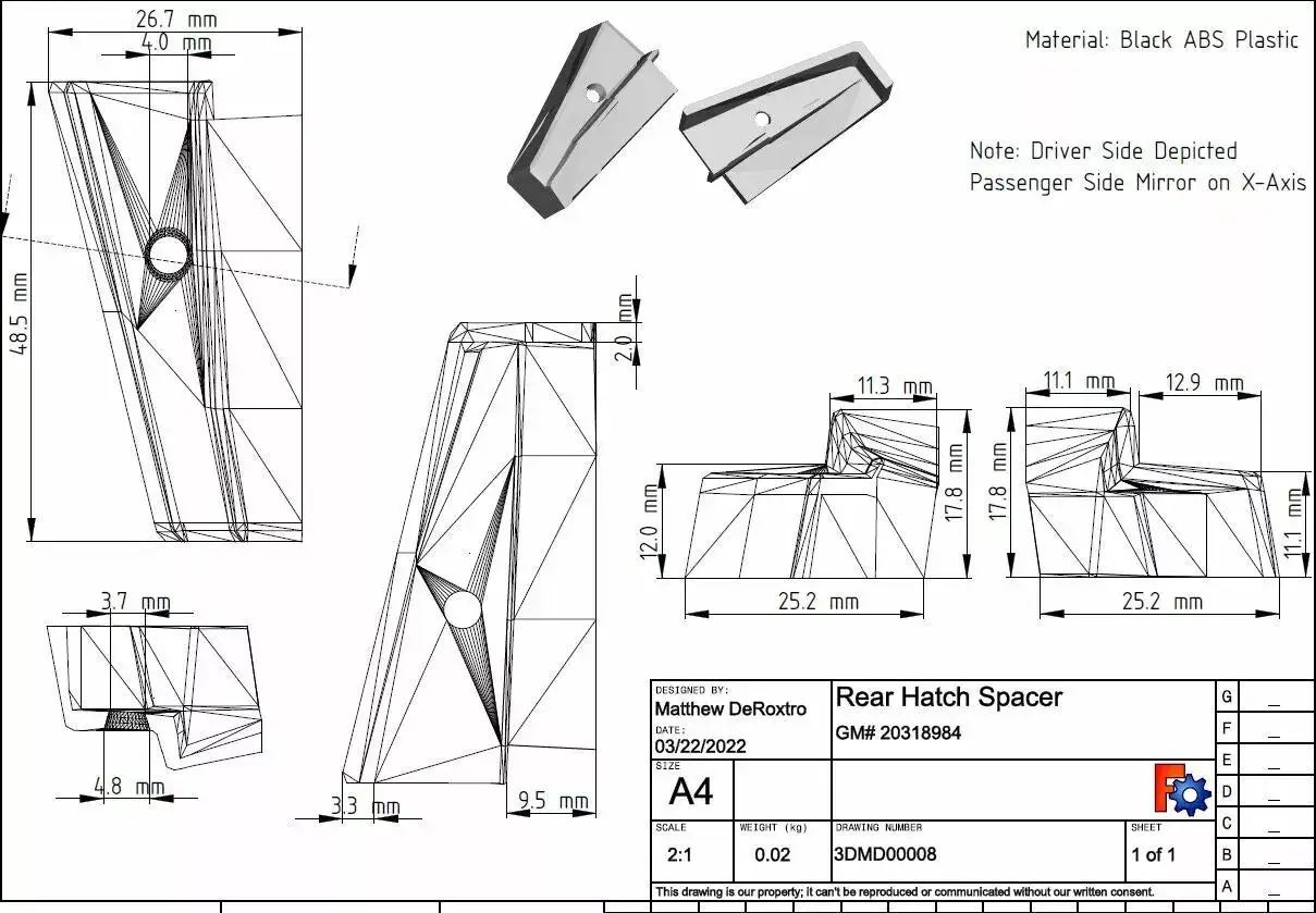 GM 20318984 Rear Hatch Spacer